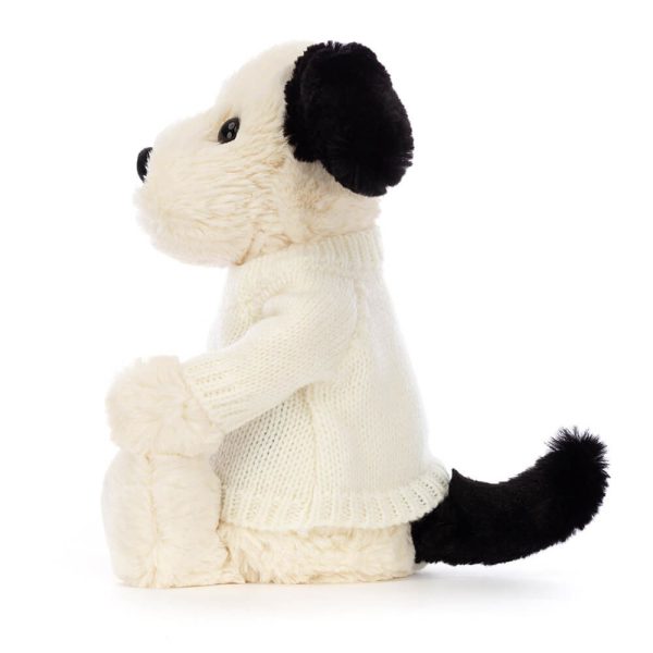 Bashful Black & Cream Puppy with Personalised Cream Jumper