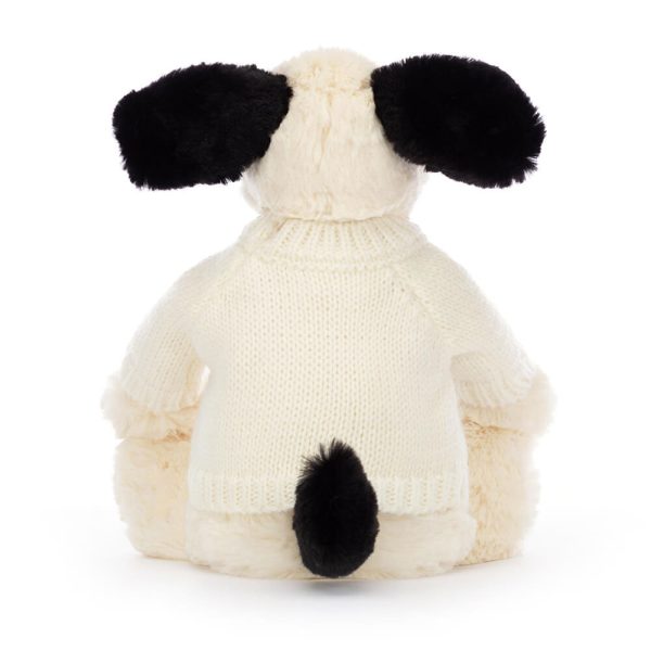 Bashful Black & Cream Puppy with Personalised Cream Jumper