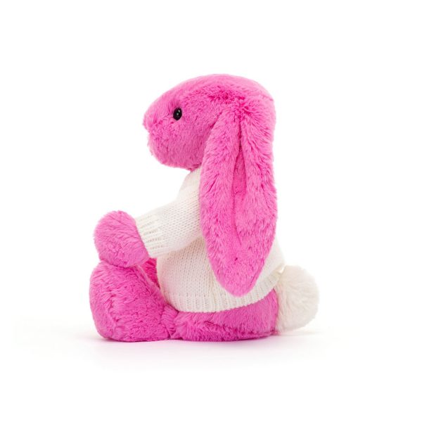 Bashful Hot Pink Bunny with Personalised Cream Jumper
