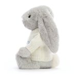 Bashful Silver Bunny with Personalised Cream Jumper