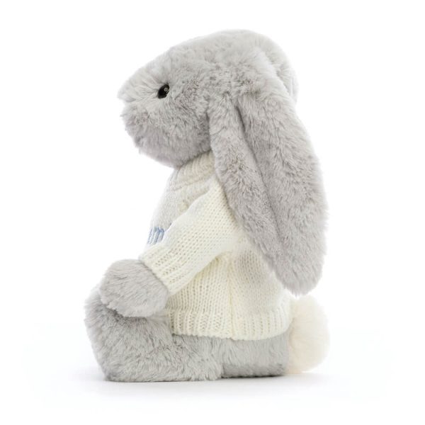 Bashful Silver Bunny with Personalised Cream Jumper