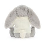 Bashful Silver Bunny with Personalised Cream Jumper