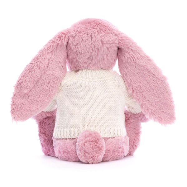 Bashful Tulip Pink Bunny with Personalised Cream Jumper