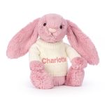 Bashful Tulip Pink Bunny with Personalised Cream Jumper