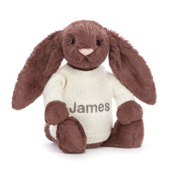Bashful Fudge Bunny with Personalised Cream Jumper