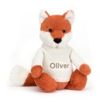 Bashful Fox Cub with Personalised Cream Jumper