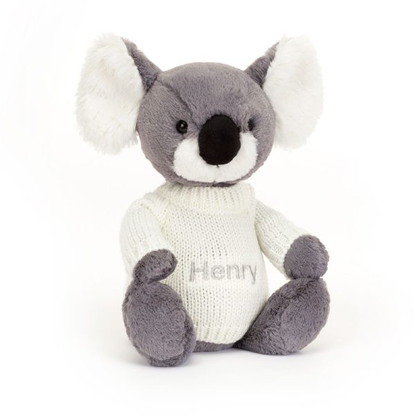 Bashful Koala with Personalised Cream Jumper