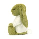 Bashful Moss Bunny with Personalised Cream Jumper