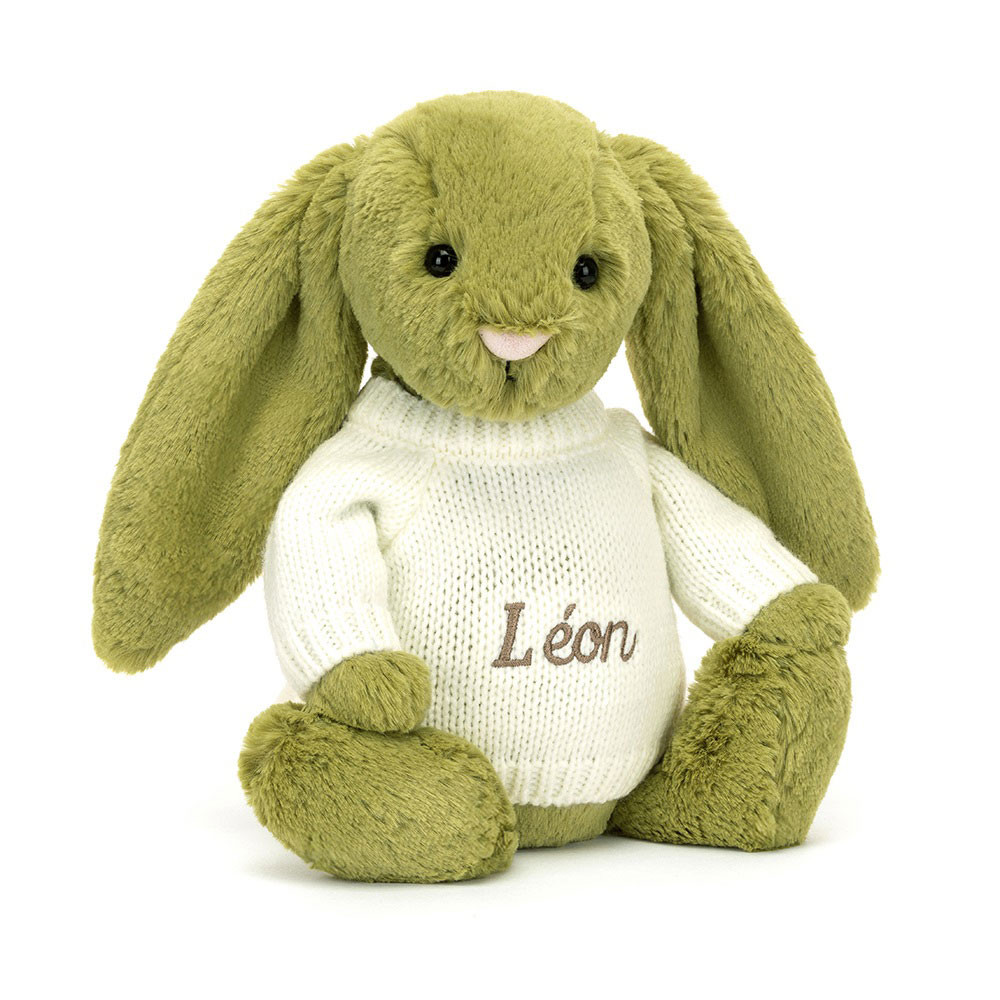 http://Bashful%20Moss%20Bunny%20with%20Personalised%20Cream%20Jumper