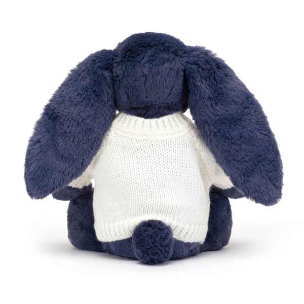 Bashful Navy Bunny with Personalised Cream Jumper