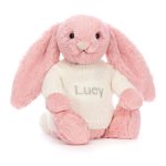 Bashful Petal Bunny with Personalised Cream Jumper