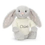 Bashful Shimmer Bunny with Personalised Cream Jumper