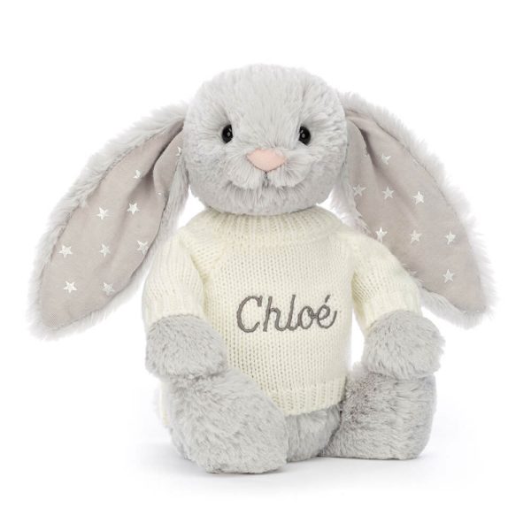 Bashful Shimmer Bunny with Personalised Cream Jumper