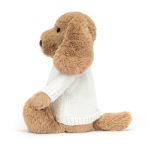 Bashful Toffee Puppy with Personalised Cream Jumper