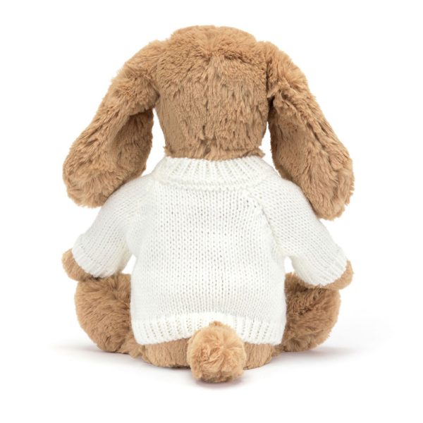 Bashful Toffee Puppy with Personalised Cream Jumper
