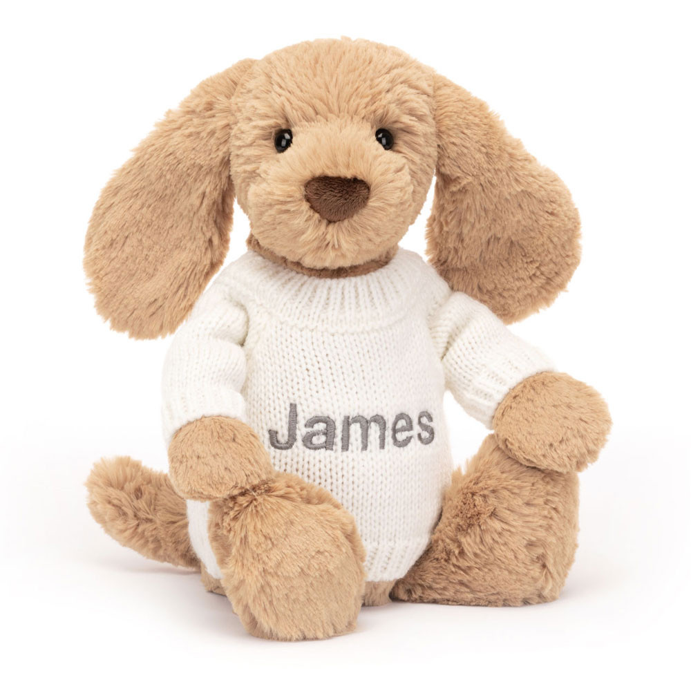 http://Bashful%20Toffee%20Puppy%20with%20Personalised%20Cream%20Jumper