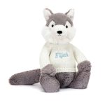 Bashful Wolf with Personalised Cream Jumper