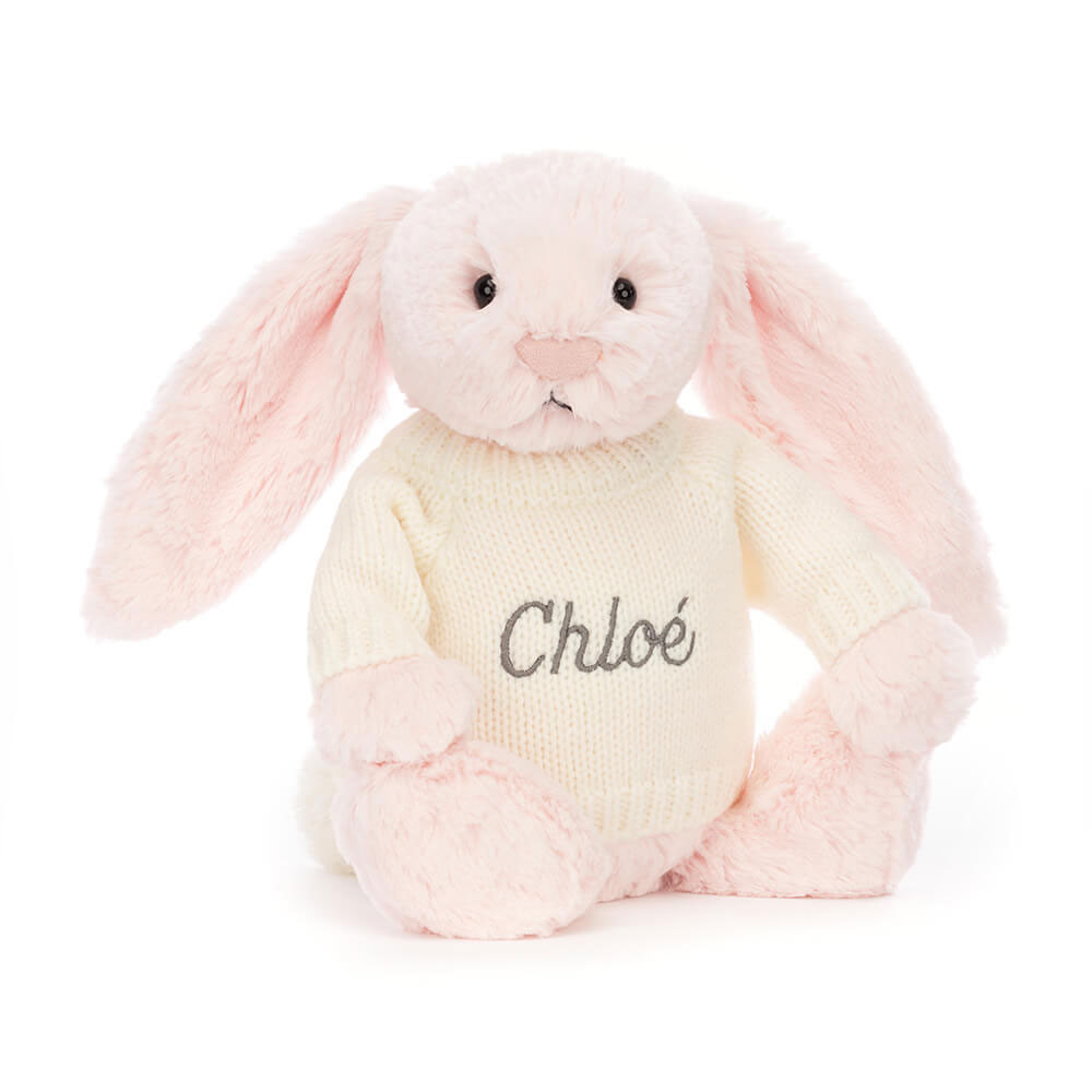 http://Bashful%20Pink%20Bunny%20with%20Personalised%20Cream%20Jumper