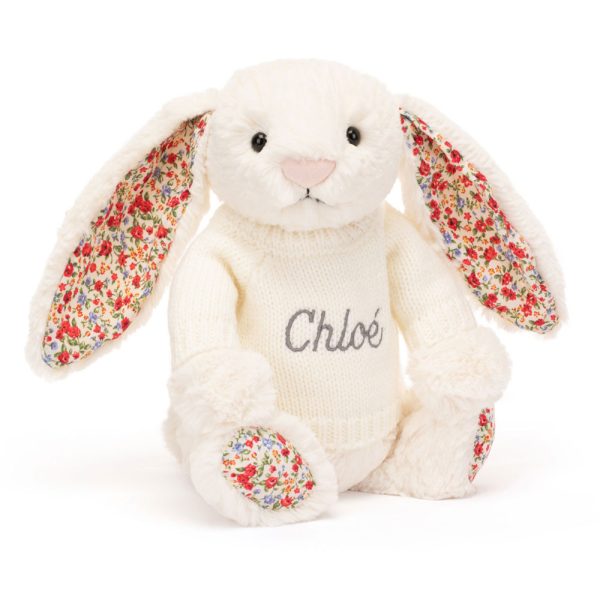 Blossom Cream Bunny with Personalised Cream Jumper