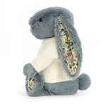 Blossom Dusky Blue Bunny with Personalised Cream Jumper