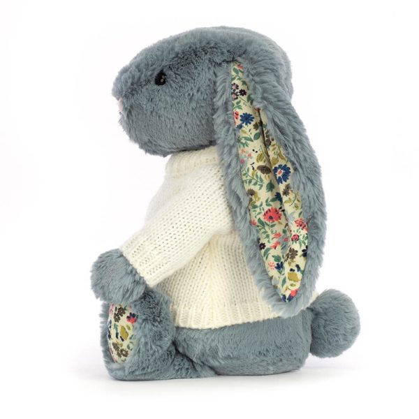 Blossom Dusky Blue Bunny with Personalised Cream Jumper
