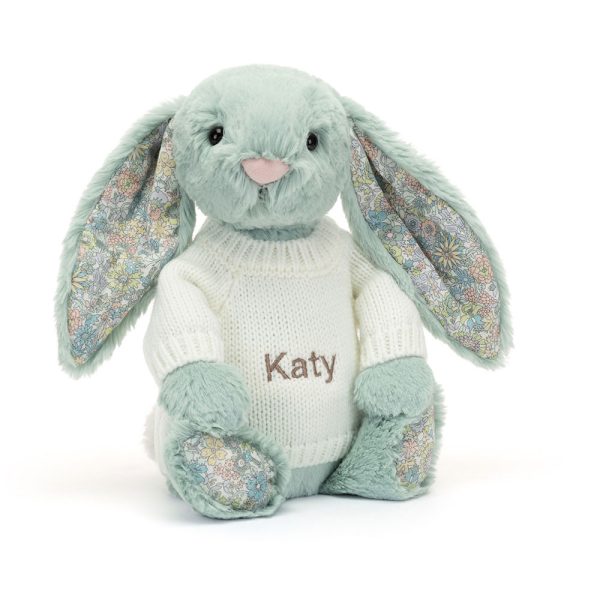 Blossom Sage Bunny with Personalised Cream Jumper