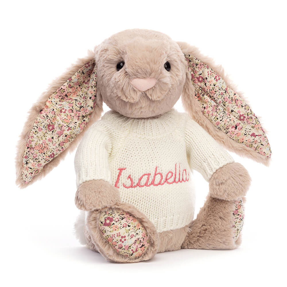 http://Blossom%20Bea%20Beige%20Bunny%20with%20Personalised%20Cream%20Jumper