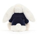 Bashful Cream Bunny with Personalised Navy Jumper