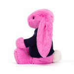 Bashful Hot Pink Bunny with Personalised Navy Jumper