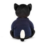 Bashful Black Kitten with Personalised Navy Jumper