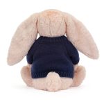 Bashful Blush Bunny with Personalised Navy Jumper
