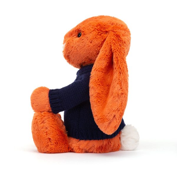 Bashful Tangerine Bunny with Personalised Navy Jumper