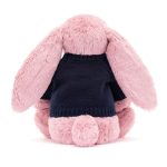 Bashful Tulip Pink Bunny with Personalised Navy Jumper