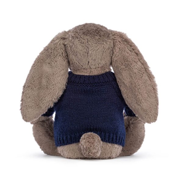 Bashful Truffle Bunny with Personalised Navy Jumper