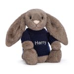Bashful Truffle Bunny with Personalised Navy Jumper