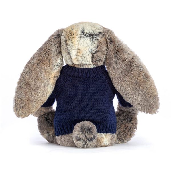 Bashful Cottontail Bunny with Personalised Navy Jumper
