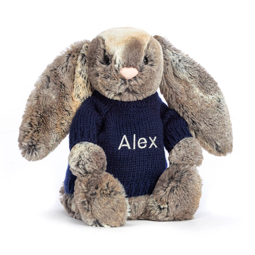 http://Bashful%20Cottontail%20Bunny%20with%20Personalised%20Navy%20Jumper