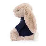 Bashful Beige Bunny with Personalised Navy Jumper