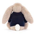 Bashful Beige Bunny with Personalised Navy Jumper