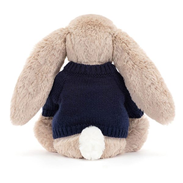 Bashful Beige Bunny with Personalised Navy Jumper