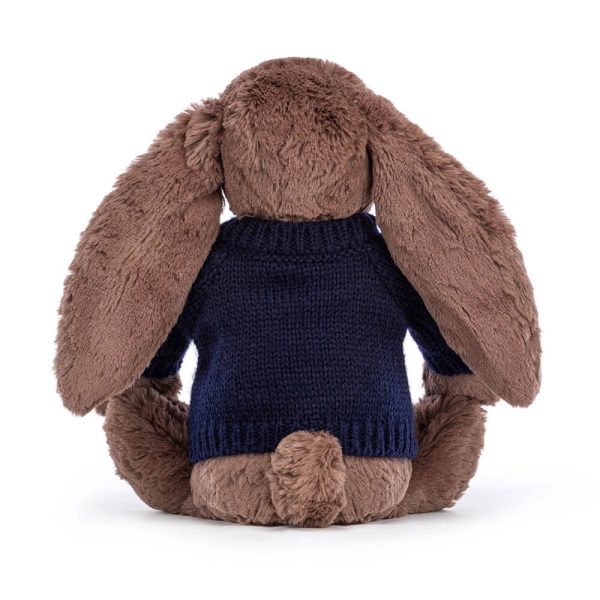 Bashful Fudge Bunny with Personalised Navy Jumper