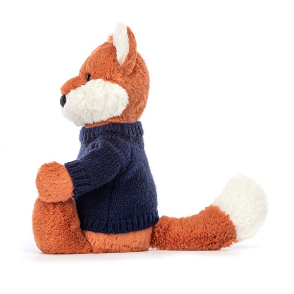 Bashful Fox Cub with Personalised Navy Jumper