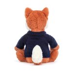 Bashful Fox Cub with Personalised Navy Jumper