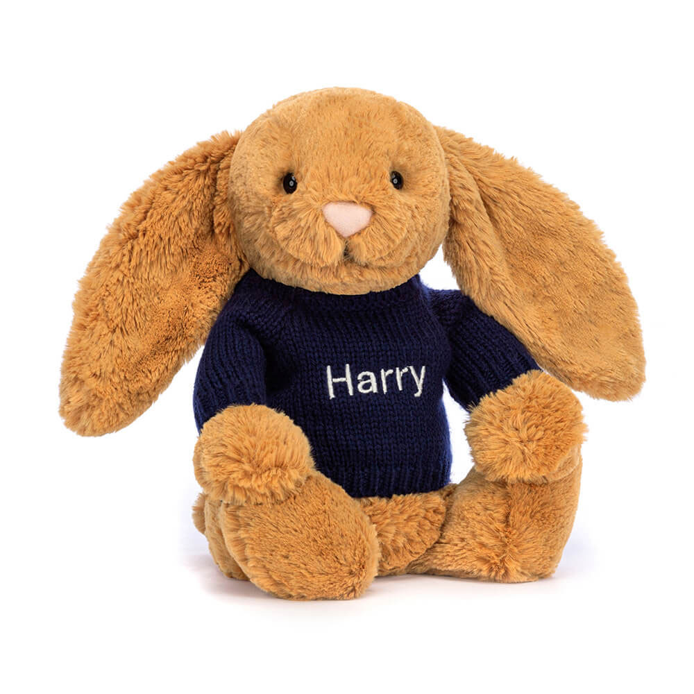 http://Bashful%20Golden%20Bunny%20with%20Personalised%20Navy%20Jumper