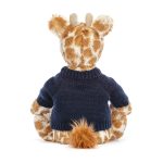 Bashful Giraffe with Personalised Navy Jumper