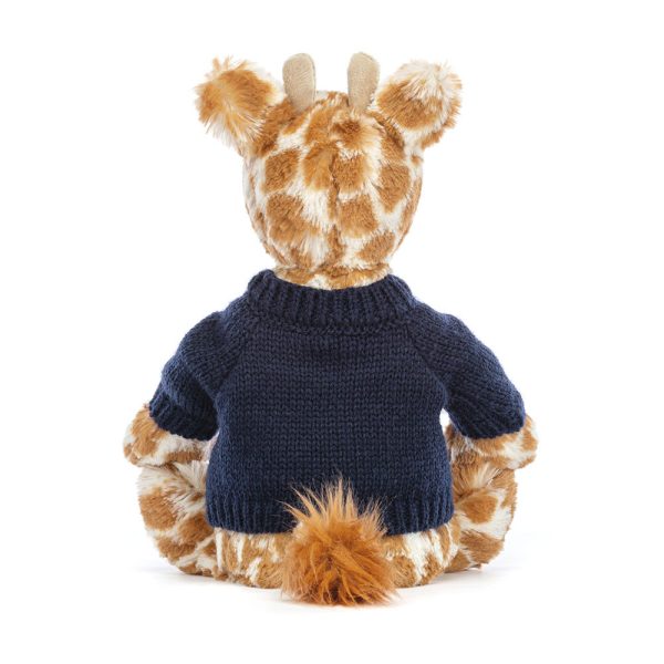 Bashful Giraffe with Personalised Navy Jumper