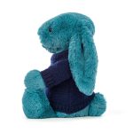 Bashful Mineral Blue Bunny with Personalised Navy Jumper