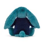Bashful Mineral Blue Bunny with Personalised Navy Jumper
