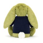 Bashful Moss Bunny with Personalised Navy Jumper