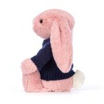 Bashful Petal Bunny with Personalised Navy Jumper